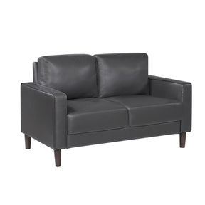 Modern Style Dark Gray Faux Leather Upholstered Love Seat Comfortable Cushion Back Seat Solid Wood Living Room Furniture 1pc