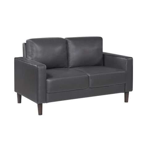 Modern Style Dark Gray Faux Leather Upholstered Love Seat Comfortable Cushion Back Seat Solid Wood Living Room Furniture 1pc