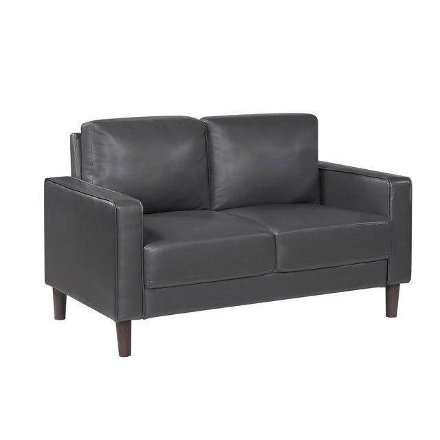 Modern Style Dark Gray Faux Leather Upholstered Love Seat Comfortable Cushion Back Seat Solid Wood Living Room Furniture 1pc
