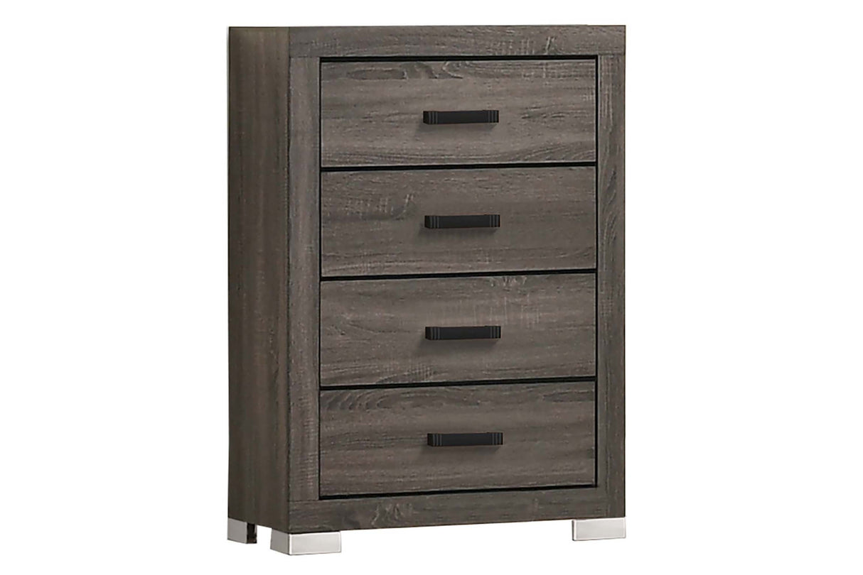 Modern Transitional Style 1pc Wooden Chest Bar Handle Gray Finish Bedroom Furniture