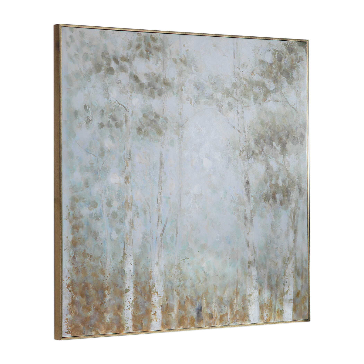 Cotton Woods Hand Painted Canvas - Light Blue / Light Brown by Uttermost - View 4