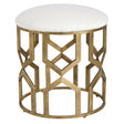 Trellis Geometric Accent Stool White & Gold - White / Yellow by Uttermost - View 1