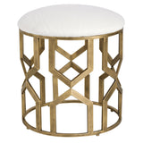 Trellis Geometric Accent Stool White & Gold - White / Yellow by Uttermost - View 1