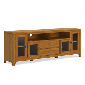 Cosmopolitan 72 inch Wide Solid Wood TV Stand in Light Golden Brown For TVs up to 80 inches - sold by Home Elegance USA