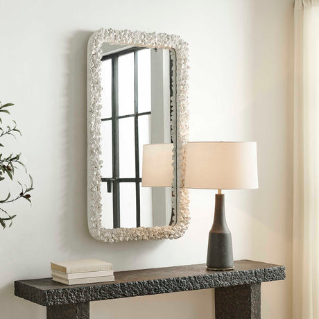 Barnacle Rectangular Mirror - White by Uttermost - View 4
