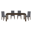 Classic 5pc Dining Set Dark Brown Finish Table and 4x Side Chairs Comfort Upholstery Gray Dining Kitchen Furniture