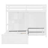 Twin Bunk Bed with Drawers, Wardrobe, Storage Shelves and Hydraulic Bed,White - sold by Home Elegance USA