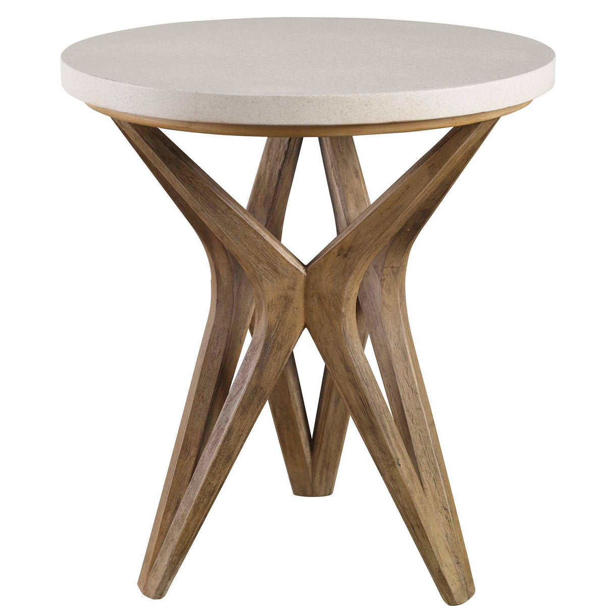 Marnie Limestone Side Table White & Light Brown - White / Light Brown by Uttermost - View 3