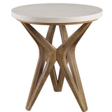Marnie Limestone Side Table White & Light Brown - White / Light Brown by Uttermost - View 3