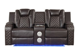 Benz LED & Power Recliner 3 PC Made With Faux Leather in Brown | Home Elegance USA