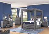 luxurious Four - Poster King 5 Pc Vanity Bedroom Set Made with Wood in Gray