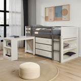 Contemporary Style Twin Bunk Bed Open Shelves Nesting Desk 3 Drawers White And Gray Finish Bedroom Furniture - sold by Home Elegance USA