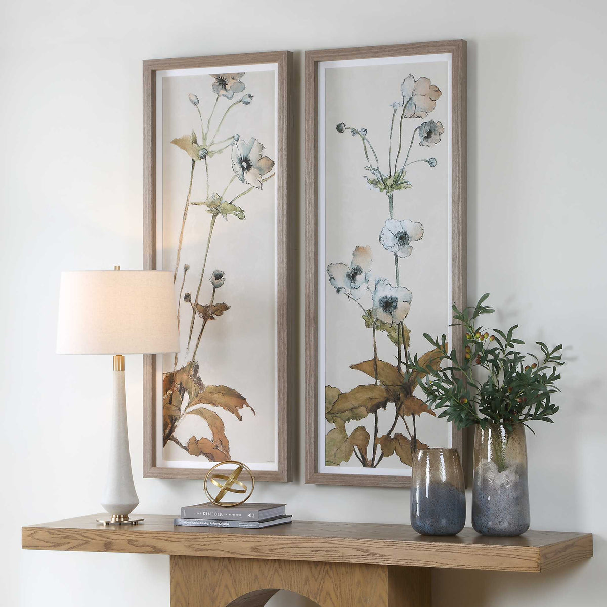 Garden Study Framed Floral Prints (Set of 2) - Green / White by Uttermost - View 3