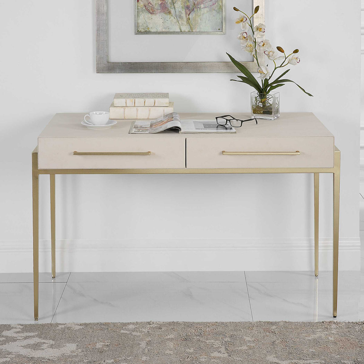 Jewel Modern White Desk by Uttermost - View 3