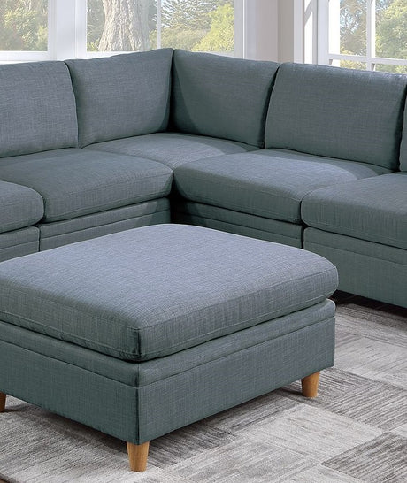 Contemporary Living Room Furniture 6pc Modular Sectional Sofa Set Steel Dorris Fabric Couch 3x Wedges 2x Armless Chair And 1x Ottomans - sold by Home Elegance USA