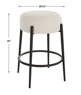 Arles Plush Counter Stool - Black / White by Uttermost - View 7