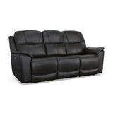 Crew Power Reclining Sofa With Power Headrests & Lumbar - Raven | Flexsteel