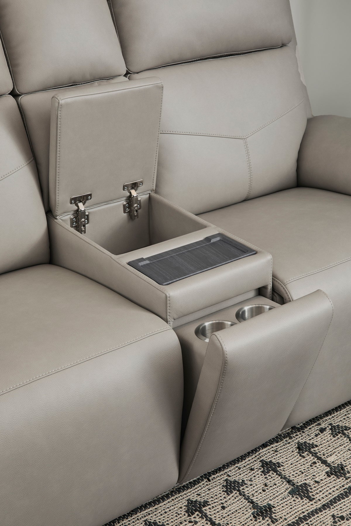 Vernon Power Reclining Loveseat With Console, Power Headrests, Lumbar, Heat & Massage - Dove Gray | Flexsteel