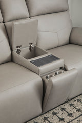Vernon Power Reclining Loveseat With Console, Power Headrests, Lumbar, Heat & Massage - Dove Gray | Flexsteel