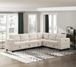 6-Piece Modular Sectional with Storage Seats, Side Pockets, Charging Ports Beige Corduroy Fabric Modern Living Room Sectional Couch Solid Wood Furniture - sold by Home Elegance USA