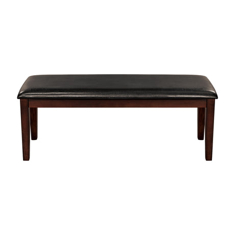 Cherry Finish Classic 6pc Dining Set Wooden Table w Draw Leaf Bench and 4 Side Chairs Faux Leather Upholstered Durable Furniture Transitional Style Ladder Back - sold by Home Elegance USA