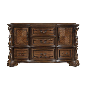Formal Traditional Dark Brown Finish Luxury Dresser of 5x Drawers Gold Accent Detailing Bedroom Furniture 1pc Storage Cabinet