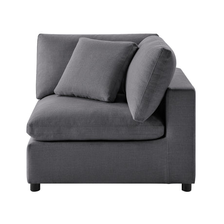 Cassandra Modular 5-Piece Sectional in Charcoal Grey with Solid Wood Legs and Plush Fabric Upholstery - sold by Home Elegance USA