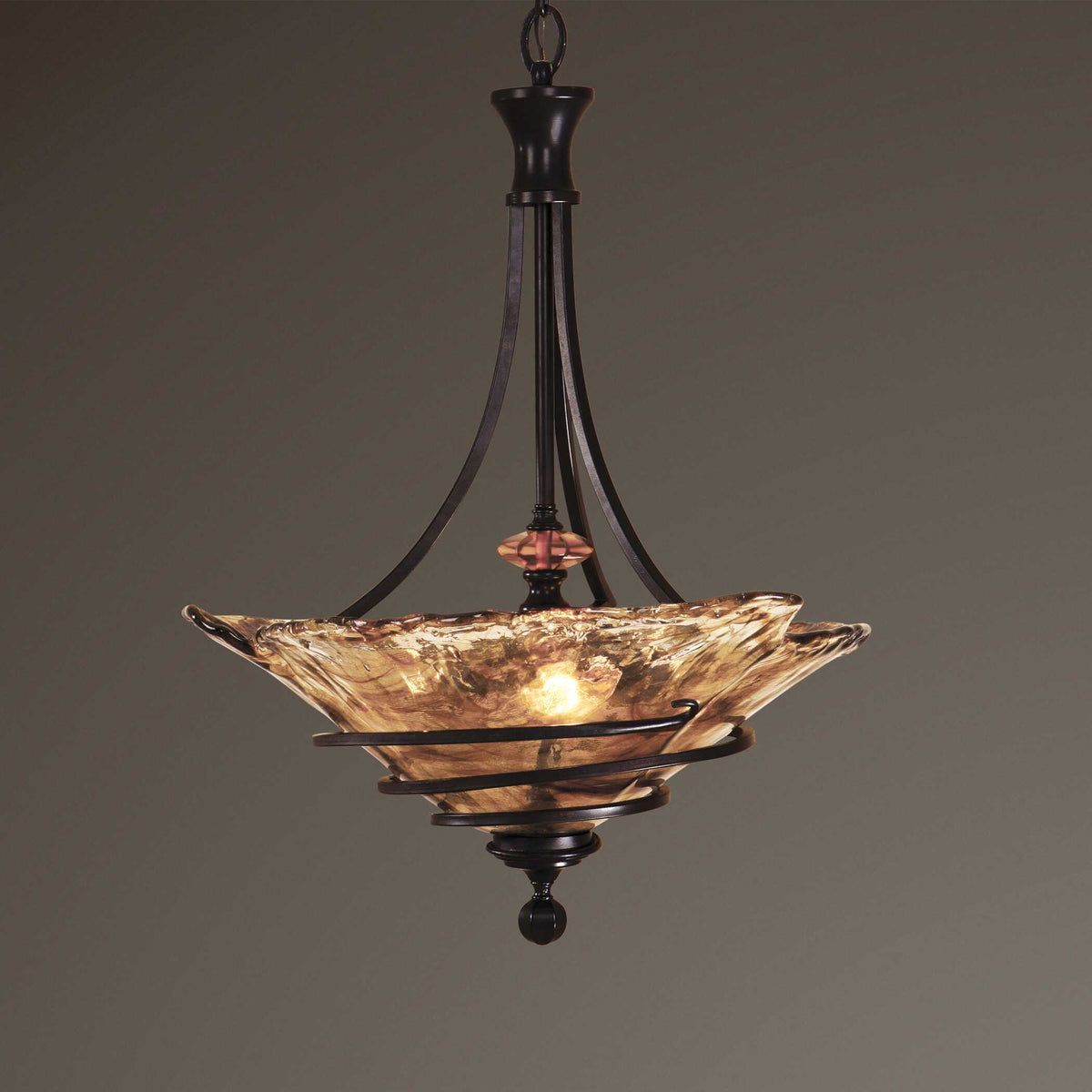 Vitalia 3 Light Pendant Oil Rubbed Bronze - Bronze / Light Brown by Uttermost - View 3