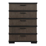 Two-Tone Brown Black Finish Drawers Chest 1pc Modern Industrial Design Bedroom Furniture