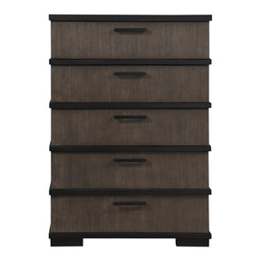 Two-Tone Brown Black Finish Drawers Chest 1pc Modern Industrial Design Bedroom Furniture