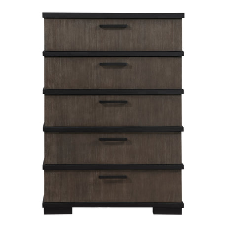 Two-Tone Brown Black Finish Drawers Chest 1pc Modern Industrial Design Bedroom Furniture