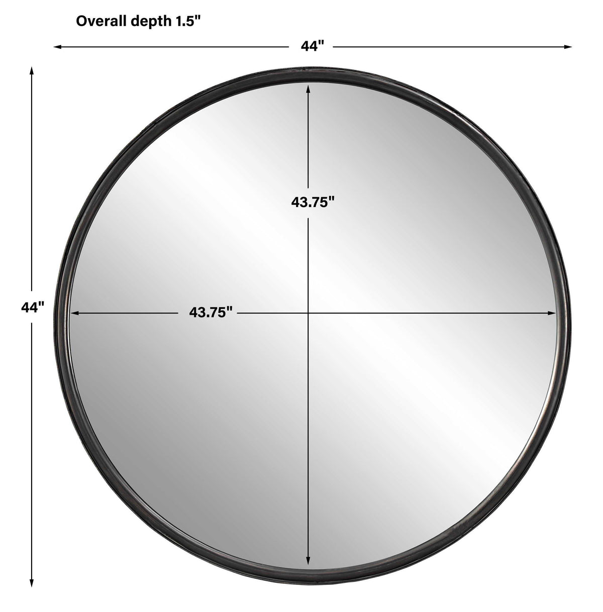 Dawsyn Round Mirror - Black by Uttermost - View 8