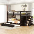Full Over Full Bunk Bed with Twin Size Trundle and Staircase, Espresso(OLD SKU:LT000268AAP)