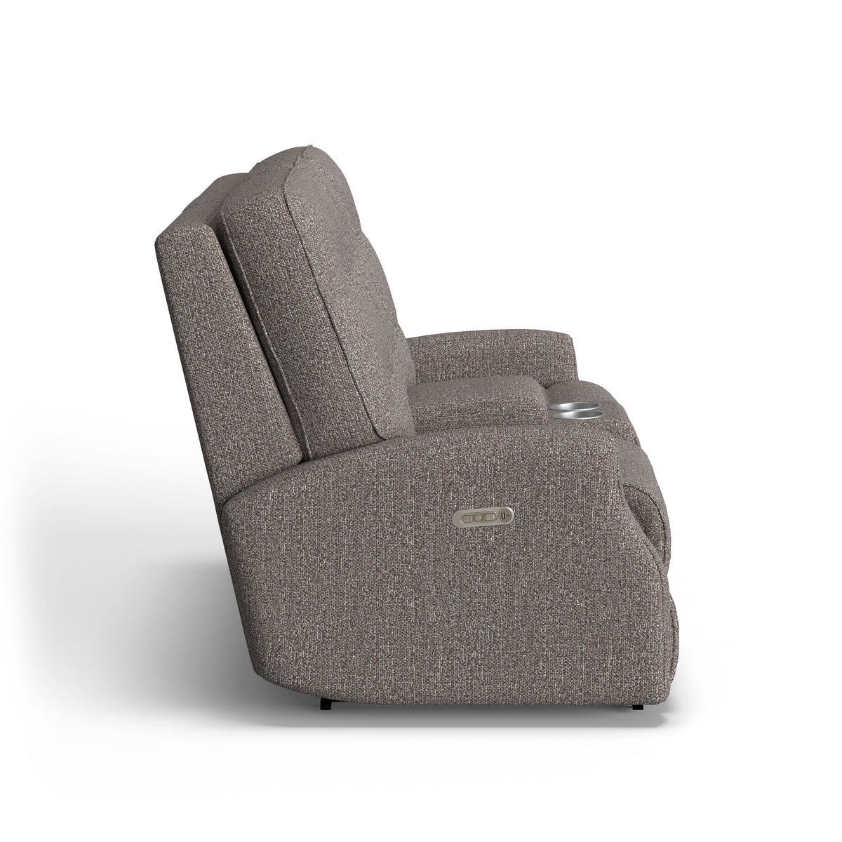 Devon Transitional Fabric Power Reclining Loveseat With Console & Power Headrests | Flexsteel