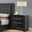 1pc Black Finish Nightstand with Two Storage Drawers and Pull Out Tray Wooden Bedroom Furniture