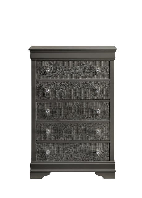 Blaze Upholstered Modern Style 5 Pc Full Bedroom Set with LED Headboard Made with Wood in Metallic Gray(CA WAREHOUSE) - sold by Home Elegance USA