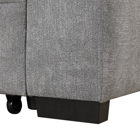 Modern Sleeper Sofa Bed with Storage Ottoman, Gray Linen, 84.75' L Shape Couch for Living Room or Apartment - sold by Home Elegance USA