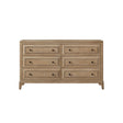 Modern Style 6 Drawer Dresser with Storage and Custom Hardware in Sand Finish, Solid Wood and MDF, 66 Inches