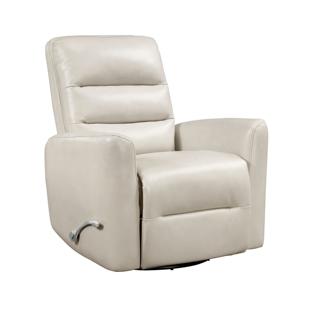 Glider Reclining Chair Swivel Motion Beige Breathable Faux Leather Upholstery Luxury Living Room Furniture, Movie Chair