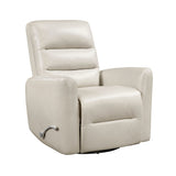 Glider Reclining Chair Swivel Motion Beige Breathable Faux Leather Upholstery Luxury Living Room Furniture, Movie Chair
