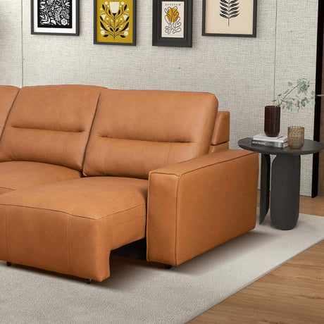 Grant Triple PWR Convertible Sofa - Cognac Leather - sold by Home Elegance USA