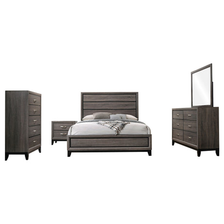 Carina Grey Oak and Black 5-piece Eastern King Panel Bedroom Set - sold by Home Elegance USA