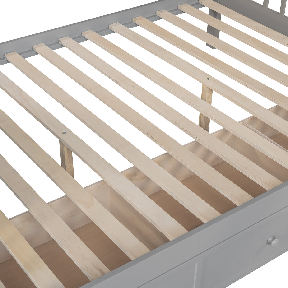 Twin over Full L-Shaped Bunk Bed With 3 Drawers, Ladder and Staircase - Gray - sold by Home Elegance USA
