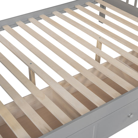 Twin over Full L-Shaped Bunk Bed With 3 Drawers, Ladder and Staircase - Gray - sold by Home Elegance USA