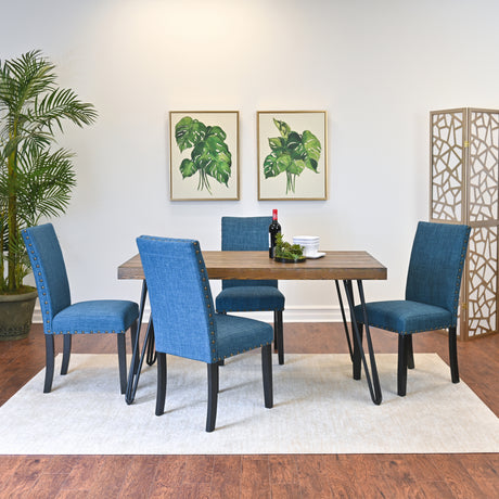 Amisos 5-Piece Dining Set, Hairpin Dining Table with 4 Chairs, 3 Color Options - sold by Home Elegance USA