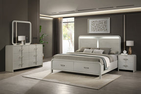 Aria Contemporary Queen 4PC Bedroom Set Modern Storage Bed with Ball Bearing Glide Drawers in Beige - sold by Home Elegance USA