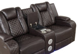 Benz LED & Power Reclining 2 Pc Set Made With Faux Leather in Brown | Home Elegance USA