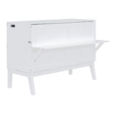 Queen Size Murphy Bed with USB Port and removable Shelves on Each Side,White - Home Elegance USA