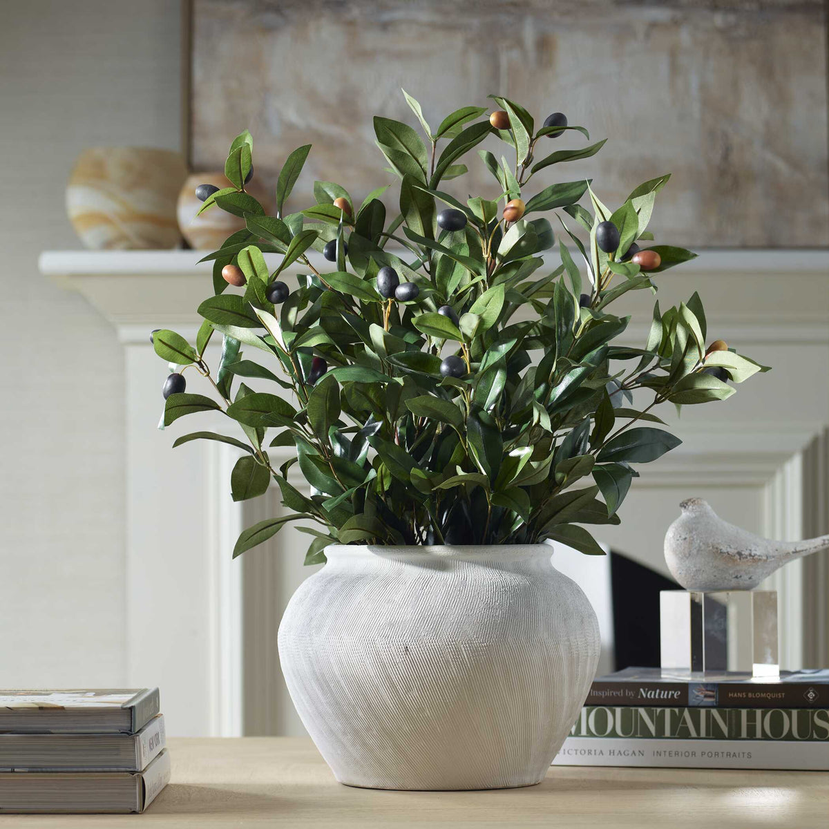 Elena Olive Centerpiece - White by Uttermost - View 2