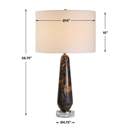 Dames Dark Marble Table Lamp Black / Brown - Black / Dark Brown by Uttermost - View 7